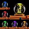 3D Seahorse Crystal Ball with Wooden Base Laser Engraved Seahorse Statue Night Light Room Bedroom Decorative Light Gift