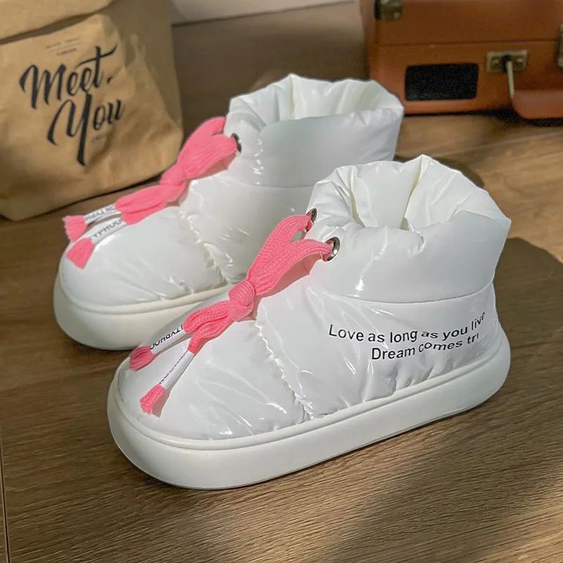 Утолщенные плюшевые зимние ботинки для женщин, пуховые водонепроницаемые нескользящие теплые зимние ботинки для женщин, удобные на мягкой подошве, повседневные хлопковые ботинки для женщин