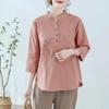 Cotton Linen Top for Summer Women's Loose Fitting Women's Clothing Slimming Linen T-shirt Chinese Style Belly Covering Blouses Shirts
