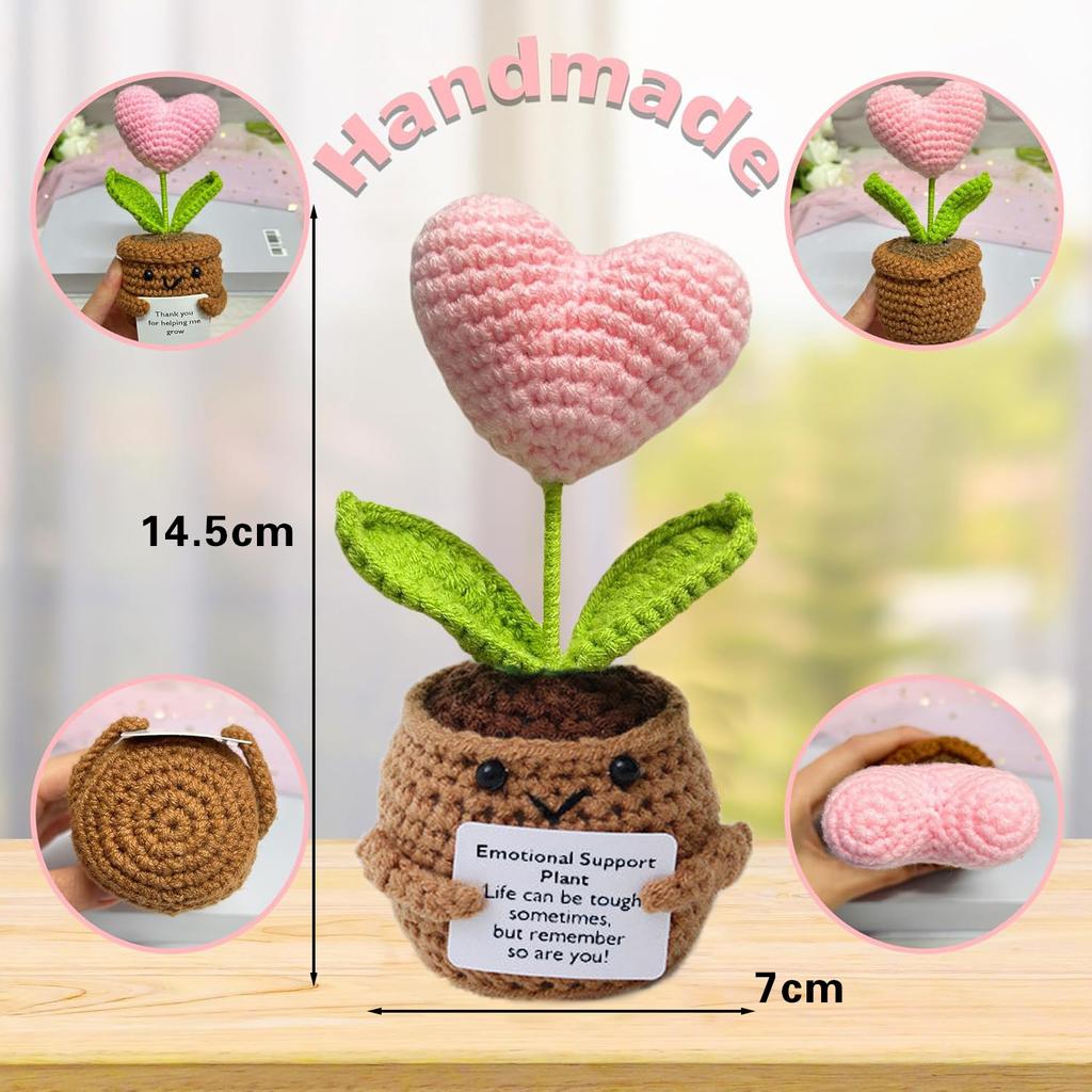 Mini Positive Potato Funny Avocado Duck Cute Knitted Crochet Doll with Card for Women Men Mom Dad Friend Birthday Cheer Up Gifts
