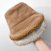 Новая зимняя шапка женская плюшевая теплая шляпа рыбака в стиле ретро из оленьей кожи и овечьей шерсти шляпа-ведро повседневная