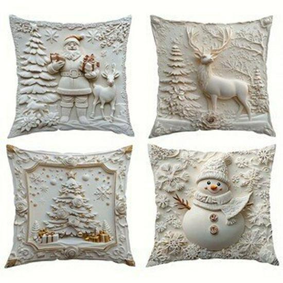 European Christmas Linen Cushion Cover: Digital Print Sofa Decor