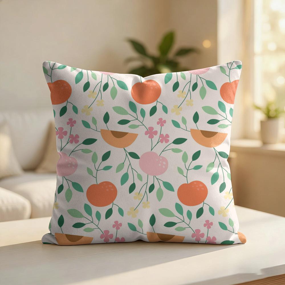 Soft Peach Pattern Cushion Cover Silky Short Plush Invisible Zipper Dustproof Sofa Pillow Case For Home Decor
