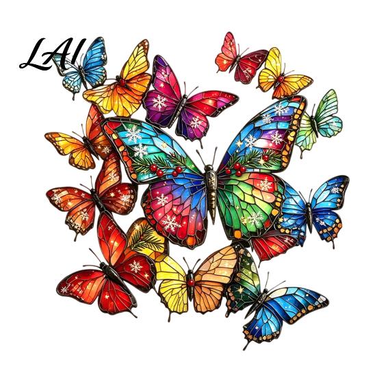 Stained Glass Butterfly Decals Christmas Window Sticker Style Removable Colorful Decal Waterproof Wall Static PVC Sticker for Home Living