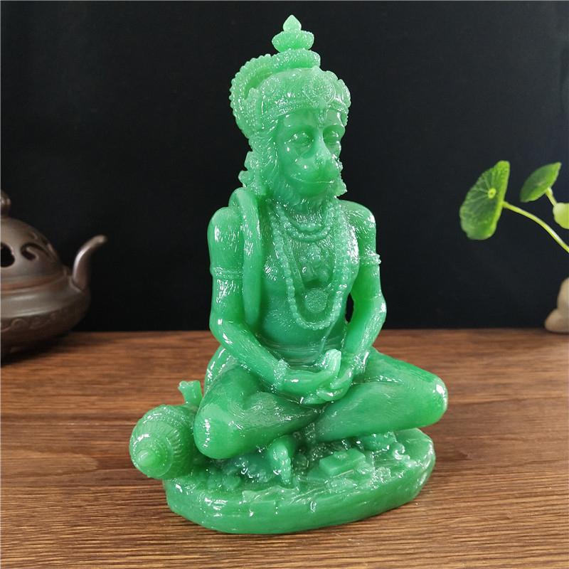 Jade Color Hanuman Statue Hindu Ganesha Monkey God Buddha Figurine Sculpture Room Office Home Decoration India Feng Shui Crafts