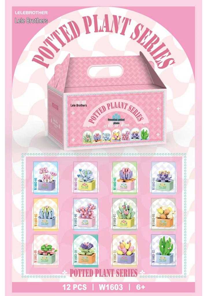 Preserved Flower Basket Building Blocks: Rose & Succulent Ornaments, Educational Toy for Girls, Ideal for Valentine's Day or June 1st Gift