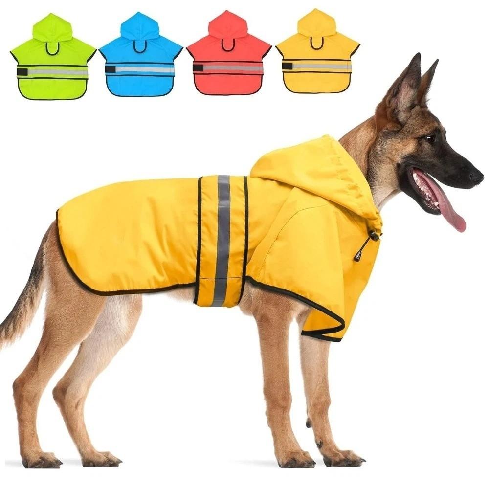High Visibility Dog Hooded Raincoat Waterproof Pet Rain Jacket Dog Rain Cloak Labrador Retriever
