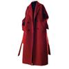 Женское элегантное зимнее осеннее свободное длинное шерстяное пальто с поясом шерстяное пальто толстое теплое шерстяное оверсайз верхняя одежда