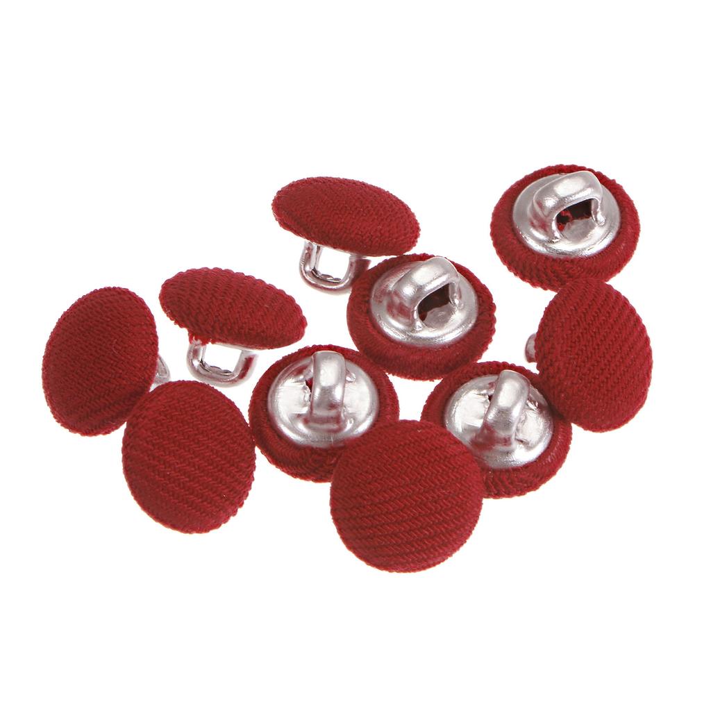 10pcs Fabric Cloth Covered Button 10/15/18mm Metal Shank Round Sewing Buttons for Suits Dress Shirt Coat Clothing Decor