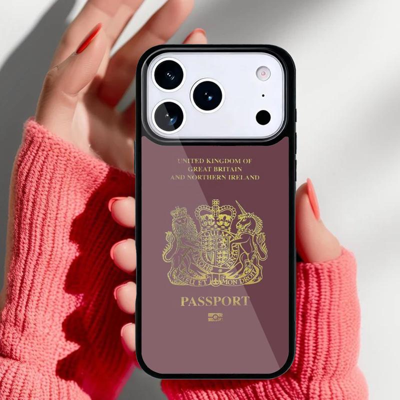 Чехол для телефона в виде паспорта Великобритании для iPhone 17 Air 16e 15 14 13 Pro Max Задняя крышка для 12 11 Pro Coque