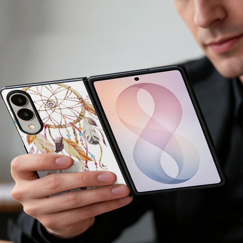 Чехол-домик для ловца снов, кнопки, блоки для Samsung Z Fold 8 Ultra 7 6 5 4, гибридная кожаная накладка с жестким ПК-бампером для Galaxy Z Fold8 Fold7 Fold6 Fold5