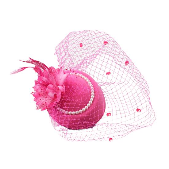 Top Hat Hair Accessories Faux Pearls Feather Flower Veil Decor Dance Headdress Fascinator Headpiece Fashion Accessory