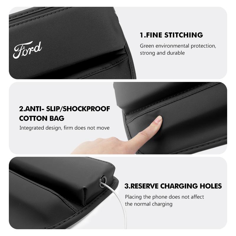 AKO1 Car Seat Gap Storage Box Pocket Organizer Non Slip Holder For Ford mk2 mk3 Ranger Mondeo mk4 S-MAX Kuga Mustang Fusion