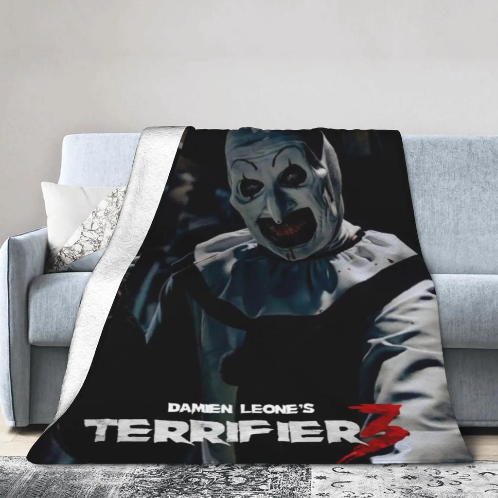 Terrifier Horror Film Warm Plush Throw Blanket for Kids and Adults Soft Flannel Bedspread for Sofa Bed Living Room Decor