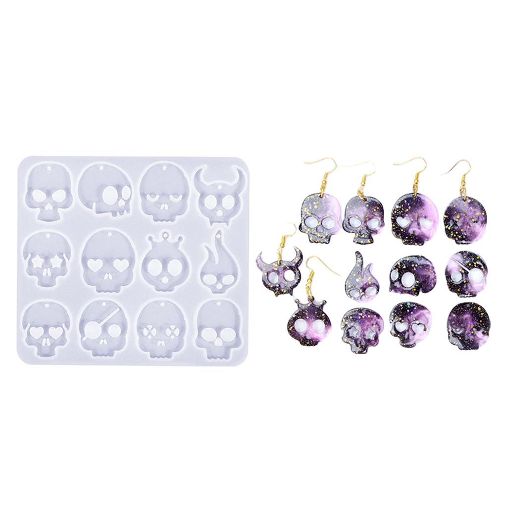 Portable Creative Skull Designs Sturdy Silicone Molds Craft Supplies for Earring Crafting High Temperature Resistant