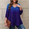 Women's Plus Size Fashion Printed Casual Pleated Round Neck Long Sleeve Top