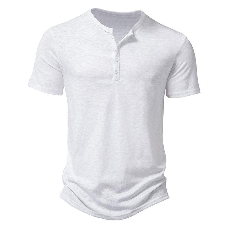 Мужская футболка Henley с коротким рукавом, летняя повседневная пуловер, свободная верхняя блузка