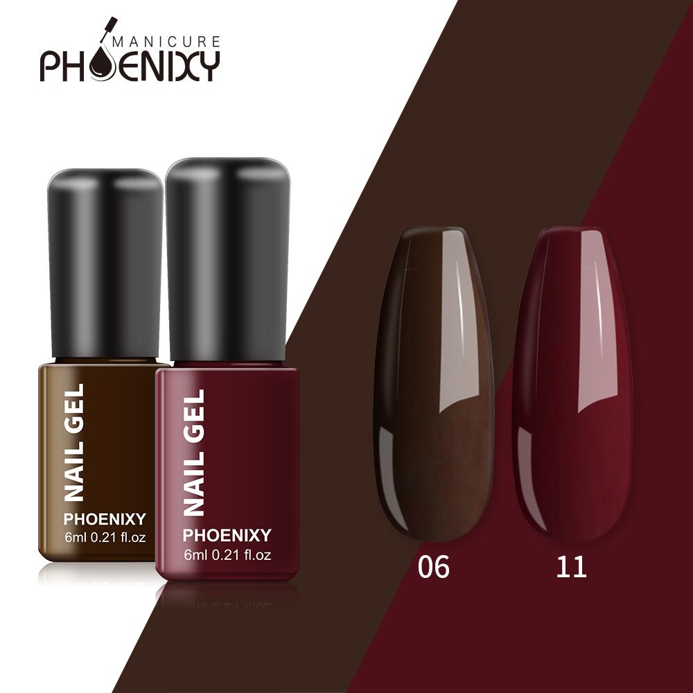 PHOENIXY 2PCs 6ml Nail Gel Varnish Kit: UV Gel Nail Colorful Sequins Gel Polish, Lasting Glitter Soak Off Varnish