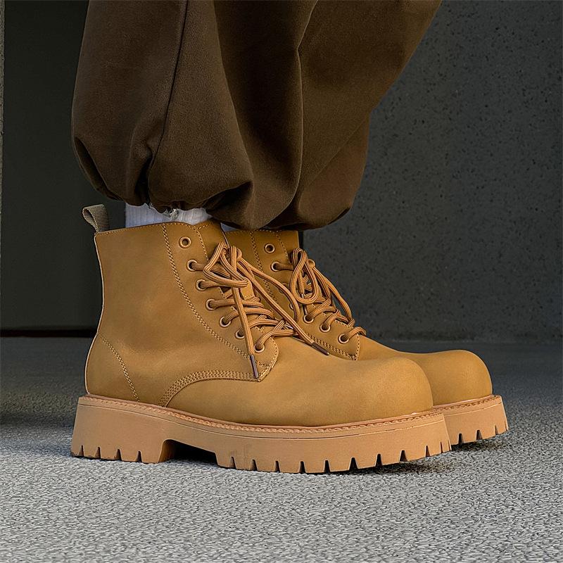 Мужские повседневные дезерты на шнуровке, оригинальные кожаные туфли, ковбойские осенне-зимние ботинки, красивые ботильоны на платформе для мужчин