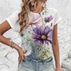 Красивая футболка с цветочным узором для женщин, футболки с 3D-принтом, летние модные футболки с короткими рукавами и круглым вырезом, уличная одежда