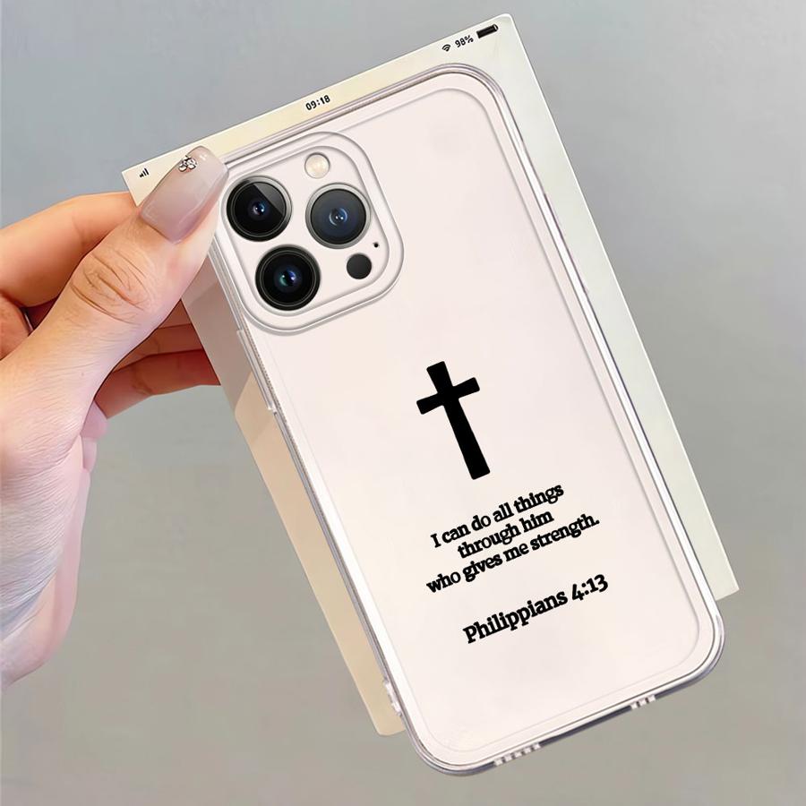 Мягкий чехол для телефона для iPhone 17 Pro Max 12 Mini 7 8 14 Plus Air XR 15 11 XS Max 13 Pro 16 Простой христианский крест