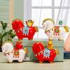 1/4Pcs Cartoon Horse Statue Rotatable Golden Ingot Gourd Money Bag Lucky Pony Figurine Home Office Desktop Feng Shui Decoration Ornament