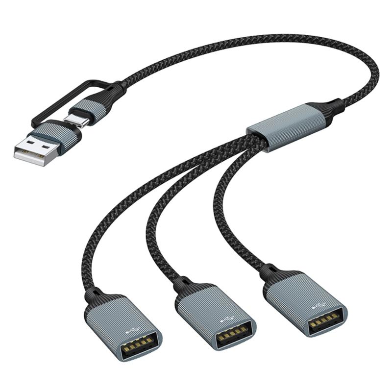 Адаптер USB Type C к USB 2.0 Адаптер Type C Папа к 3 USB 2.0 Мама Кабель-разветвитель Type C OTG Разъем для ноутбука
