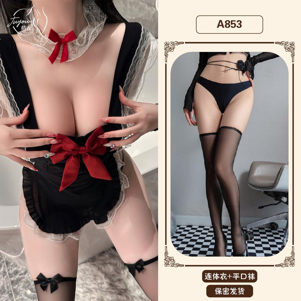 Bow pretty maid apron dress sexy lingerie uniform temptation pure desire
