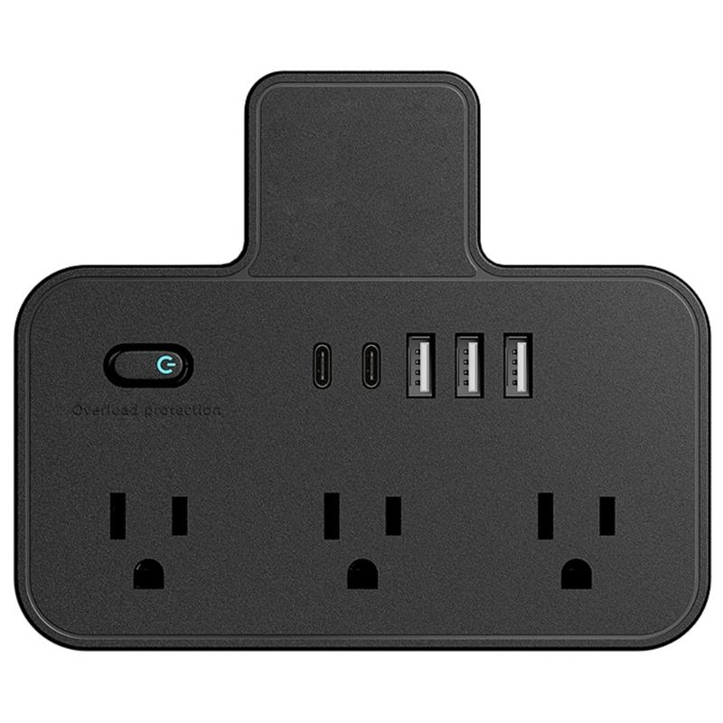 Удлинитель с несколькими розетками, два порта USB-C, усовершенствованная система зарядки, защита от перенапряжения, легко переносить для международных поездок