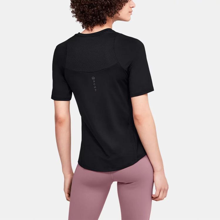 Under Armour Футболка с логотипом и принтом для спорта и фитнеса, дышащая, быстросохнущая, легкая, с коротким рукавом, женская, черная 1355583-001