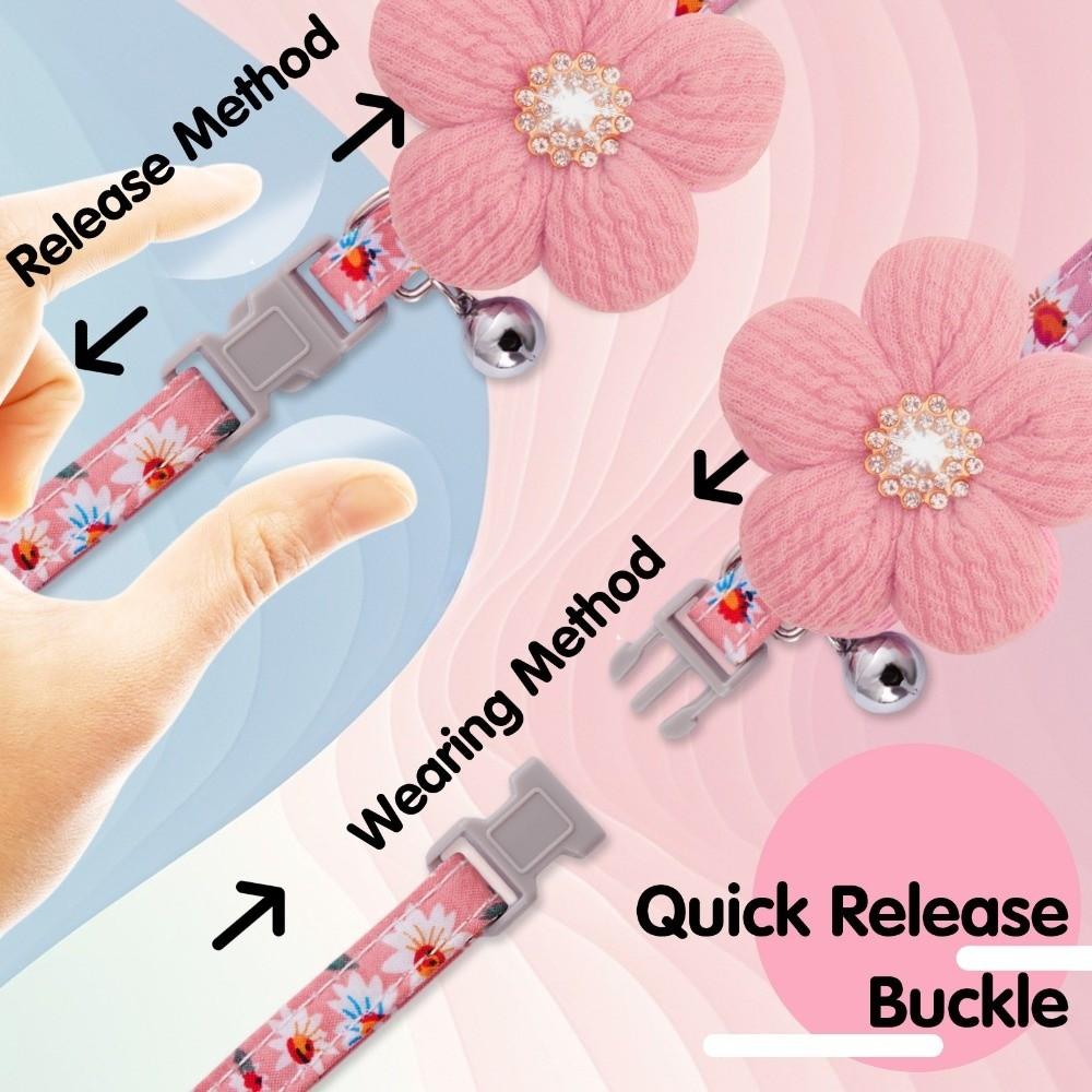 Nylon 3D Flower Dog Collar Rhinestone Pet Shining Collar Fashion Floral Pet Collar Daily Walk