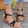 Women's Summer Shoes 2024 Solid Color Wedge Sandals Women New Non-Slip Casual Shoes Woman Fashion Metal Platform Sandalias Mujer