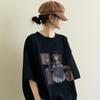 Summer T-shirt Cotton Loose Short-sleeved Retro Large Yards T-shirt Design Sense Niche Literary Print Tops