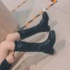 Women's Long Boots Middle Heel Ladies Knee High Shaft Shoes Black Round Toe Sale Pu Footwear Comfortable and Elegant On Offer 39