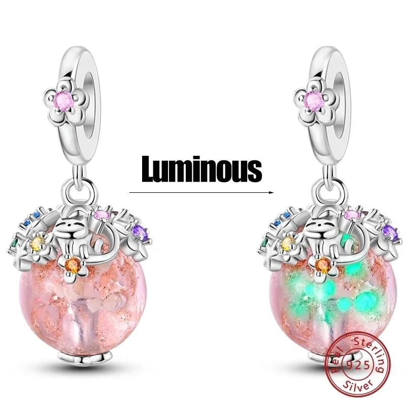 Медь Светящийся Синий Шарм Бутылочка Желаний Ангел Раковина Подвеска Бусина Подходит Браслет Сделай Сам Изысканное Изготовление Ювелирных Изделий