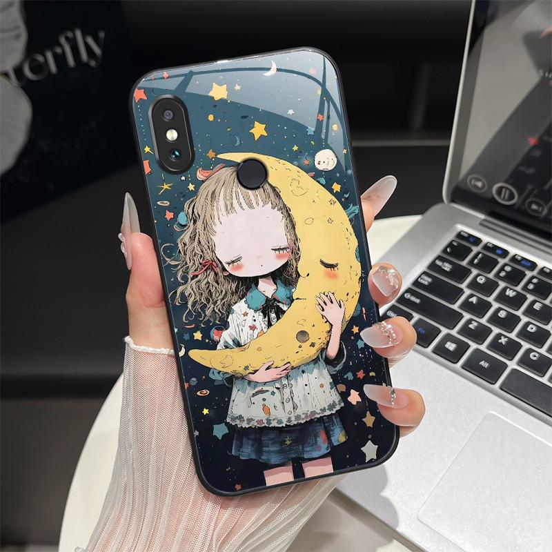 For Redmi Note 5/Note 6 Phone Case Trendy Design Tempered Glass Bumper For Xiaomi Redmi Note 5 6 Pro Full Protection Back Covers