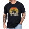 Давай Зажжем Футболка Хлопковая Мужская Jiu Jitsu Винтажный Закат Графический Принт Повседневная С Коротким Рукавом Боевые Искусства Футболка Топы Уличная Одежда