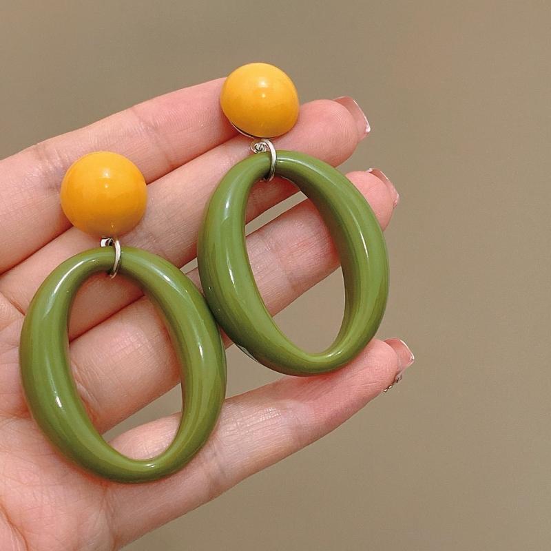 Прекрасные акриловые серьги-клипсы с цветами для женщин, богемные корейские большие геометрические круглые квадратные длинные свисающие серьги-клипсы, ювелирные изделия