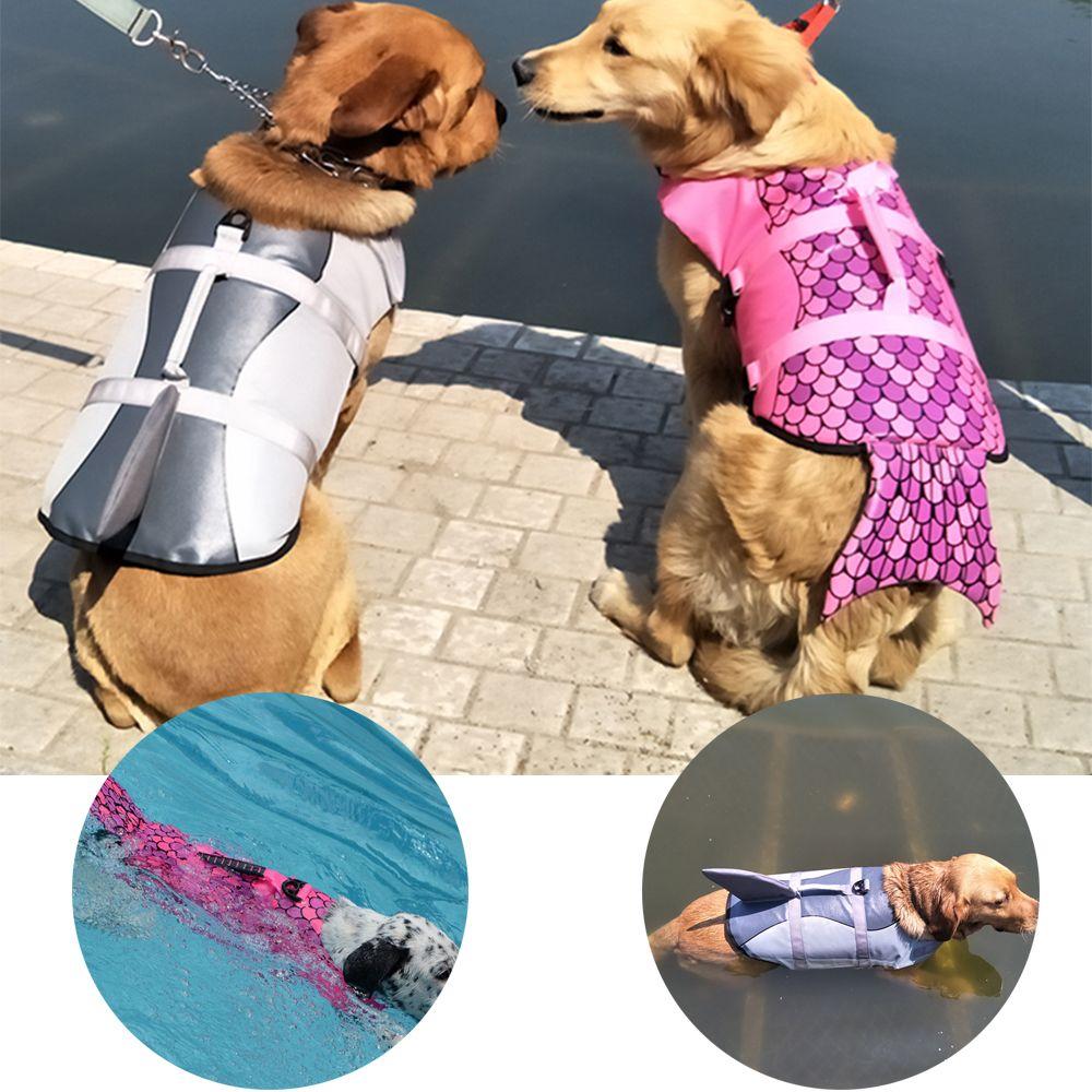Swimsuit Harness Vest Dog Life Jacket Pet Safety Clothes Mermaid Shark Puppy Surf Saver Coat