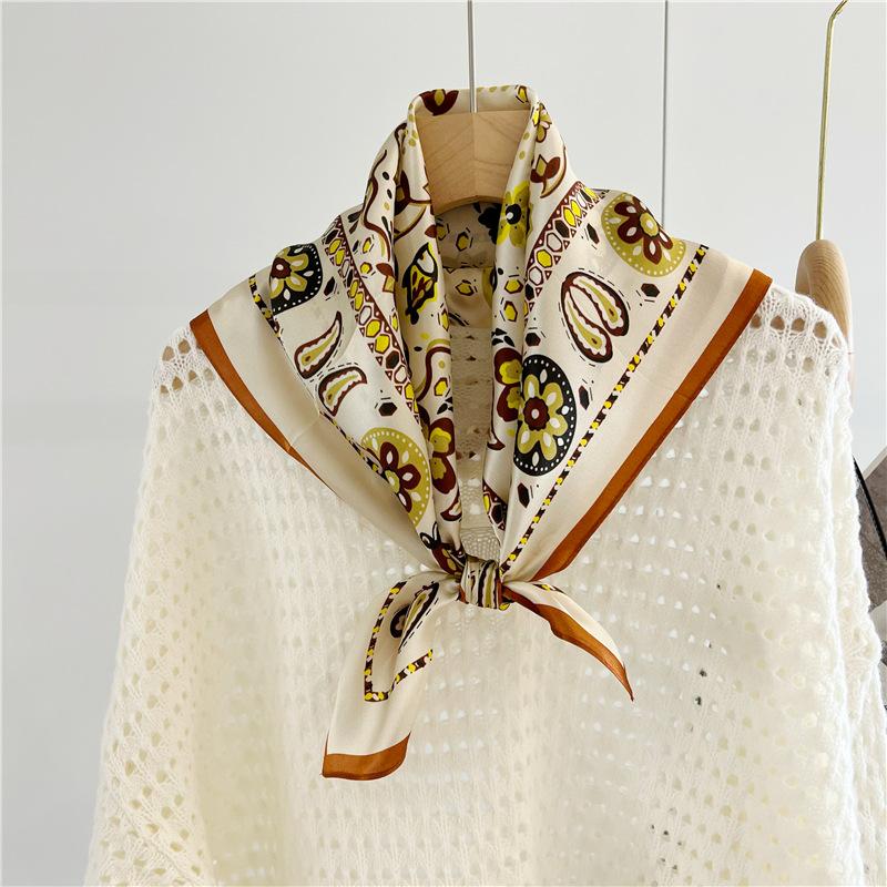 Silk Silk Scarf Women'S Season Versatile Elegant French 70Cm Chinese Square Scarf Mulberry Silk Scarf Multifunctional Shawl