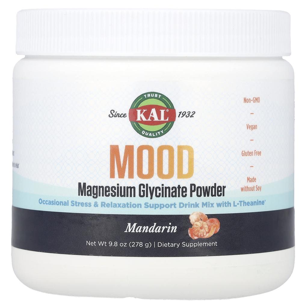 KAL Mood Magnesium Glycinate Powder, мандарин, 9,8 унций (278 г)