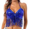 Shiny Performance Top Tassel Halter Bra Charming Dance Wear  Festivals