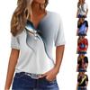 Women's T Shirt Tee Print Button Short Sleeve Daily Weekend Fashion Basic V- Neck Regular Top
