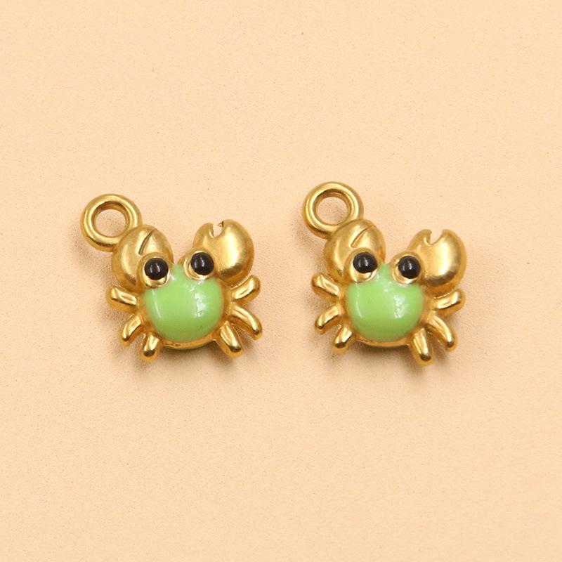 Gold & Enamel Striped Fish Crab Charm - DIY Necklace, Bracelet, Earring Accessories (2 Styles, Stainless Steel)