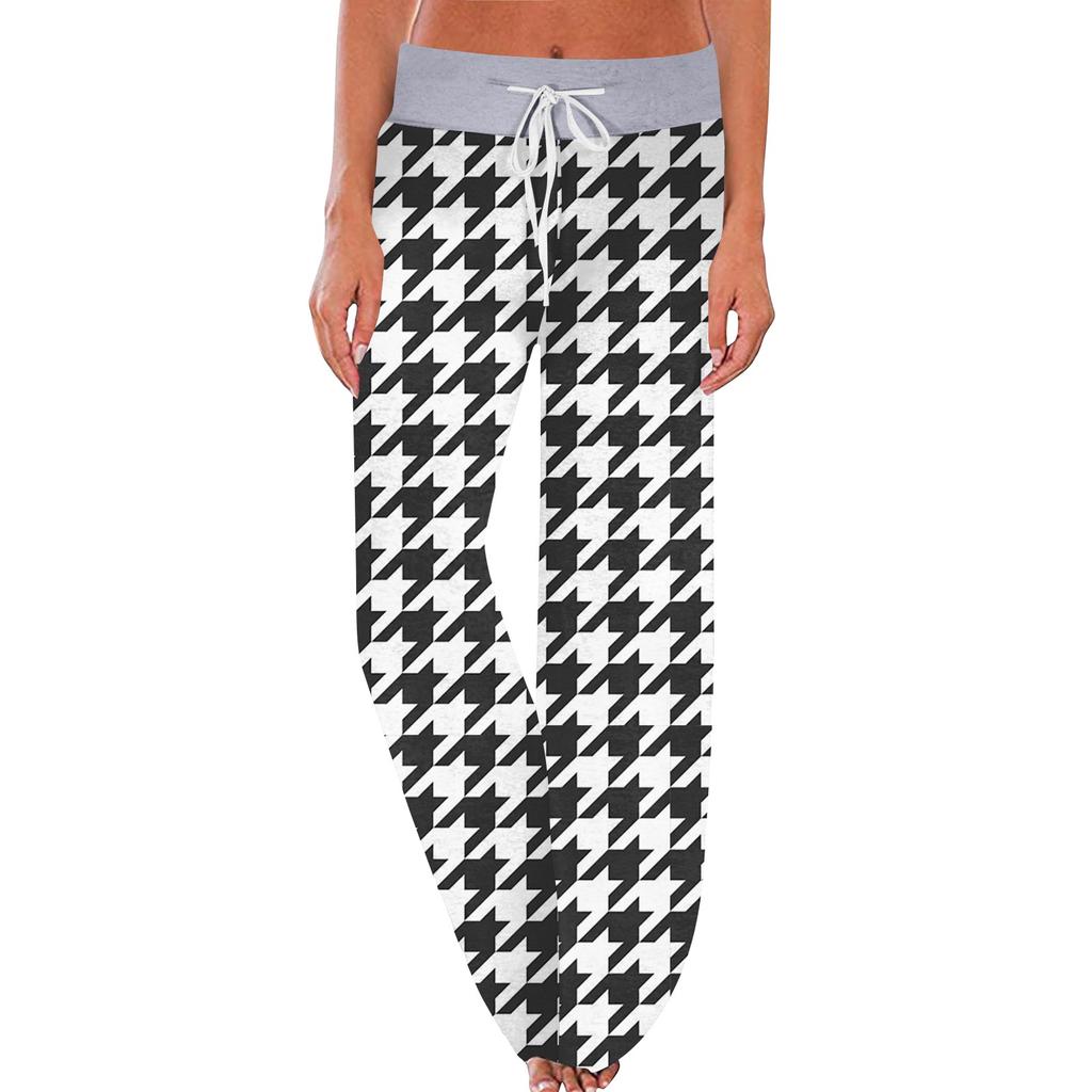 Женские модные повседневные удобные пижамные штаны с принтом в полоску, широкие брюки на шнурке