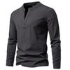 Cozy Up Мужские модные рубашки Henley с длинным рукавом и пуговицами, хлопковая футболка с карманом