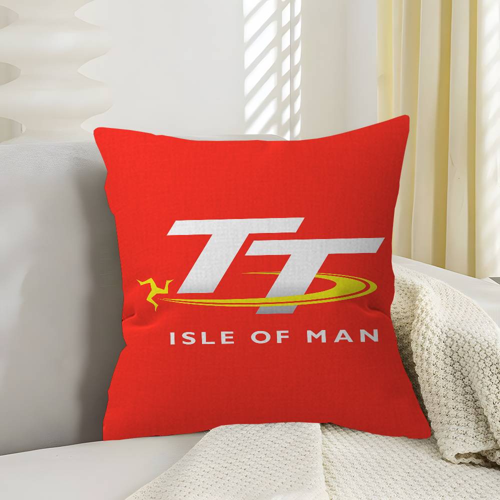 Motorcycle I-Isle Of Man Tt Cushion Cover Inches Farmhouse Decor Home Throw Pillow Covers For Couch Decorations
