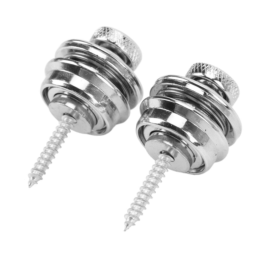2Pcs Guitar Strap Locks Security Buttons Heavy Duty Metal Flat Round Head Non Slip Fall Resistant