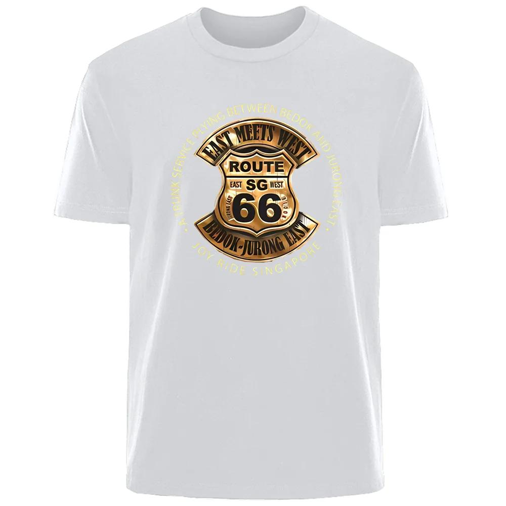 Винтажная футболка с принтом Route 66, летняя, высококачественная, мужская, хлопковая, модная, дышащая, влагоотводящая, повседневная мужская уличная одежда