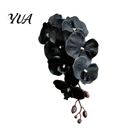 Long Lasting Fake Flowers for Interior Design Artificial Phalaenopsis Silk Orchid Flower Home Decor, Realistic Velvet Plant Reusable Faux Floral